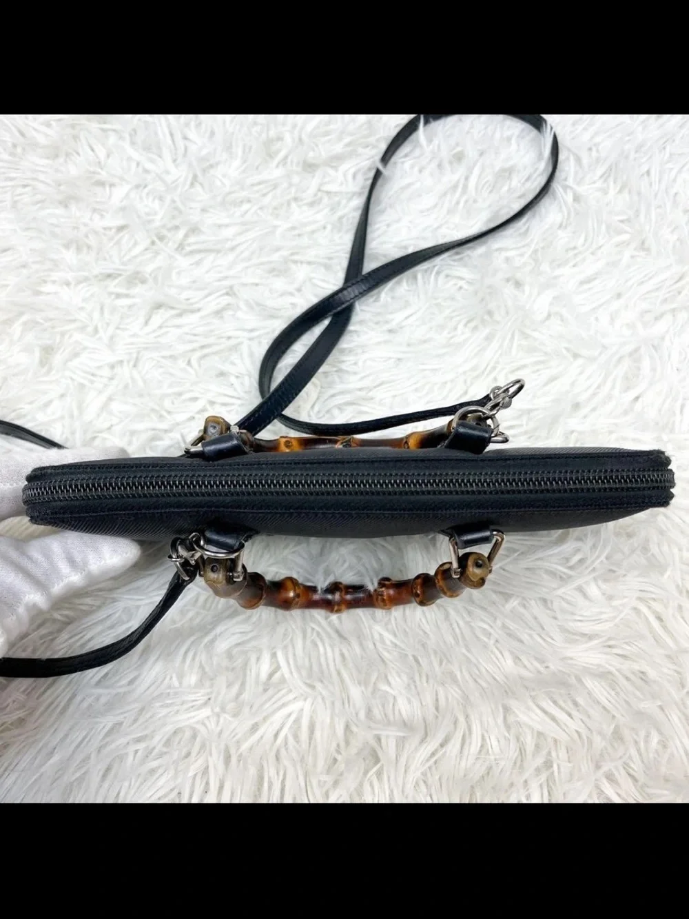 Gucci Black Crossbody Bag with Bamboo Top Handle